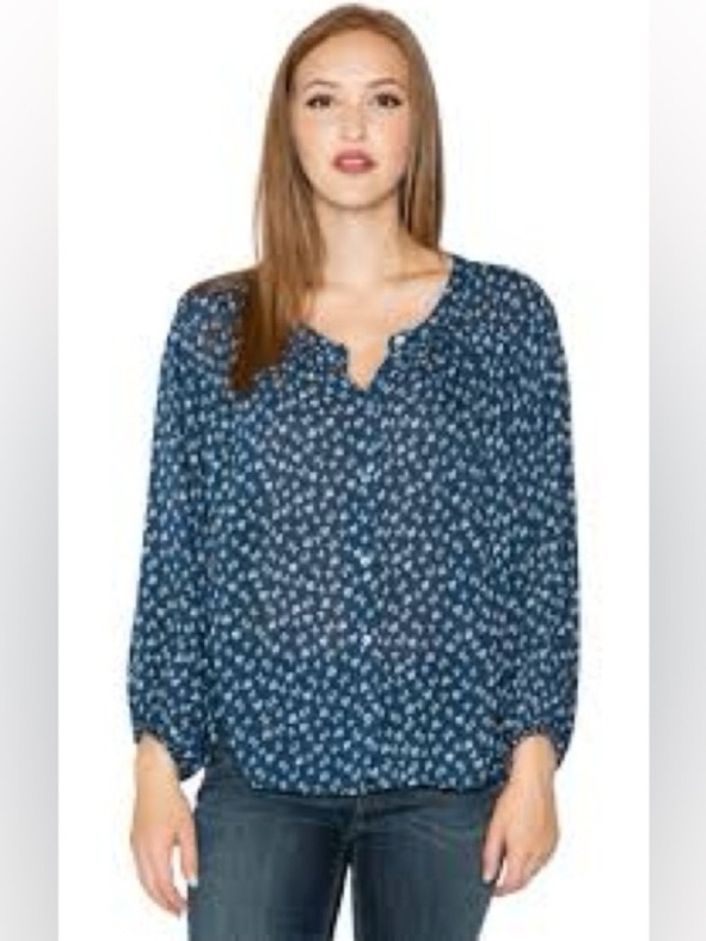 Velvet by Graham & Spencer Kissan Floral Printed Gauze Peasant Blouse Top M